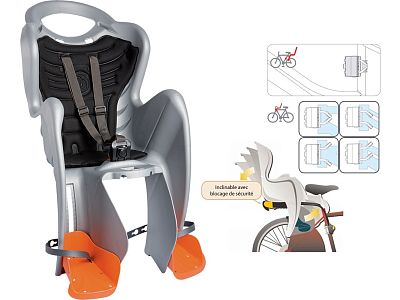 Превью  Велокресло детское BELLELLI Mr Fox Relax B-Fix Серебристый на подседельную трубу 22 кг